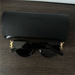 Saint Laurent Black Sunglasses with Gold Accents